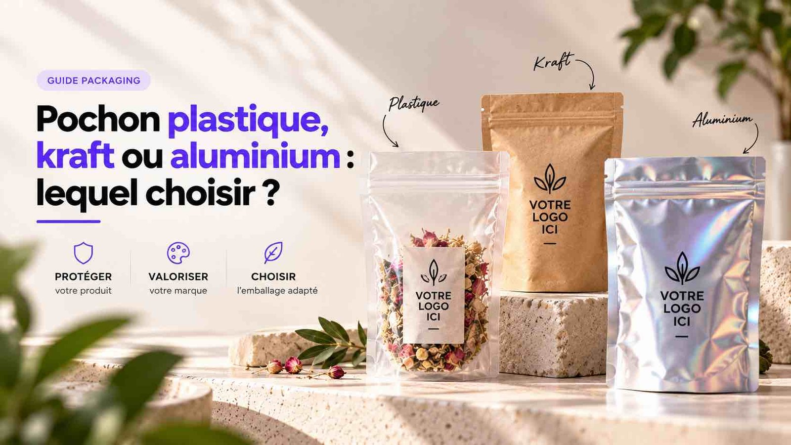 Pochon plastique, kraft ou aluminium - lequel choisir pour son packaging ?